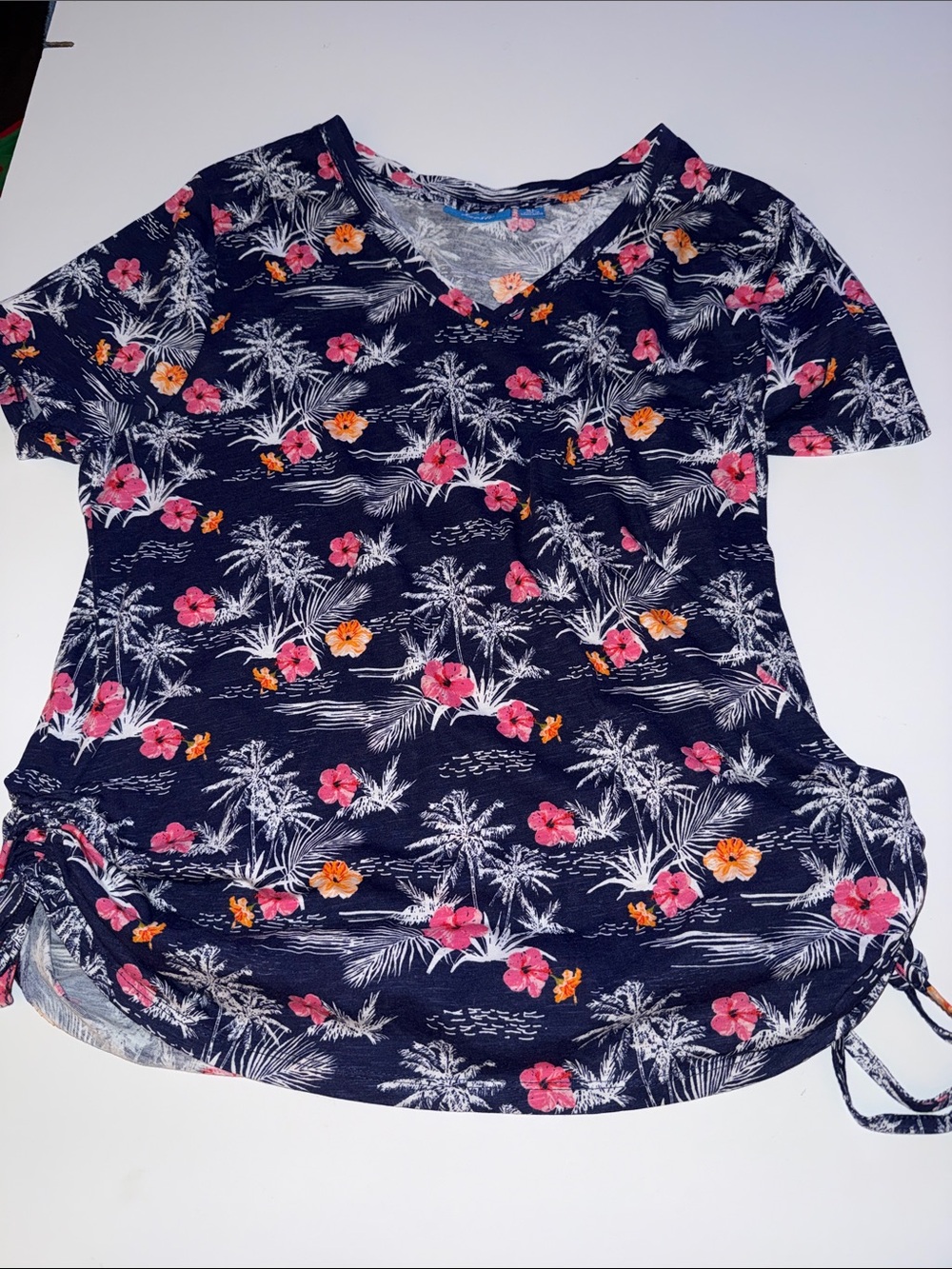 fresh Navy Tropical Floral Short Sleeve Tee